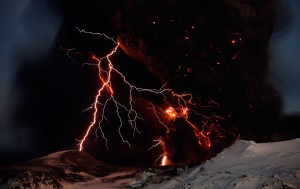 Iceland Volcano Eyjafjallajokull with Lightning
